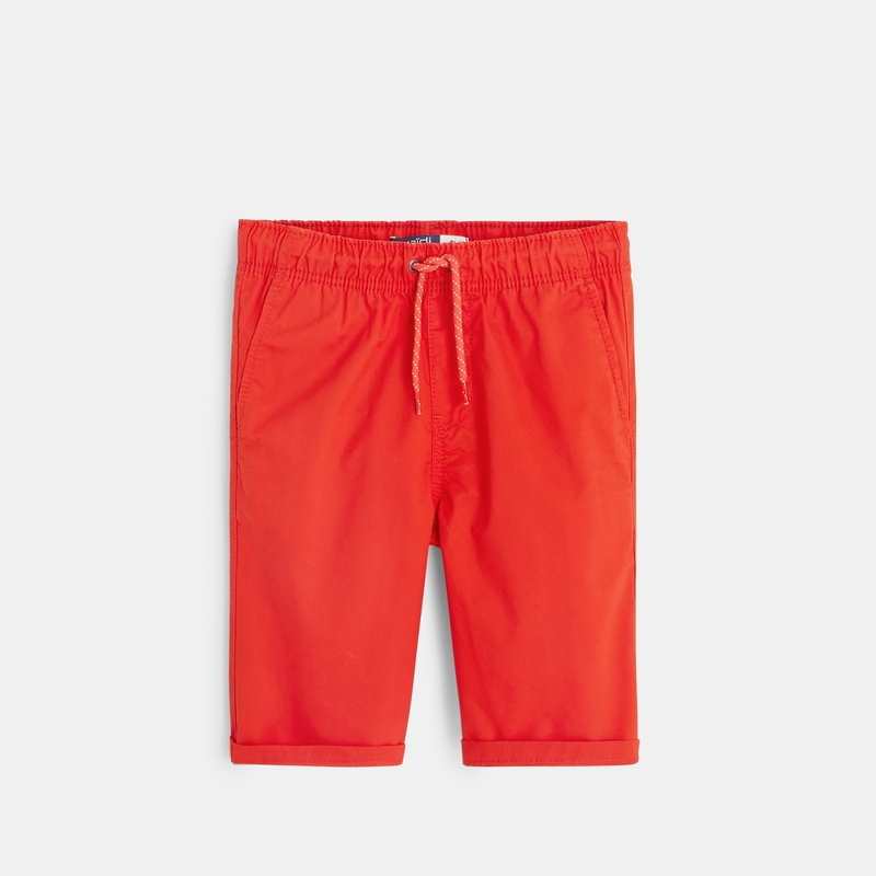 Bermuda slim en toile unie rouge garçon