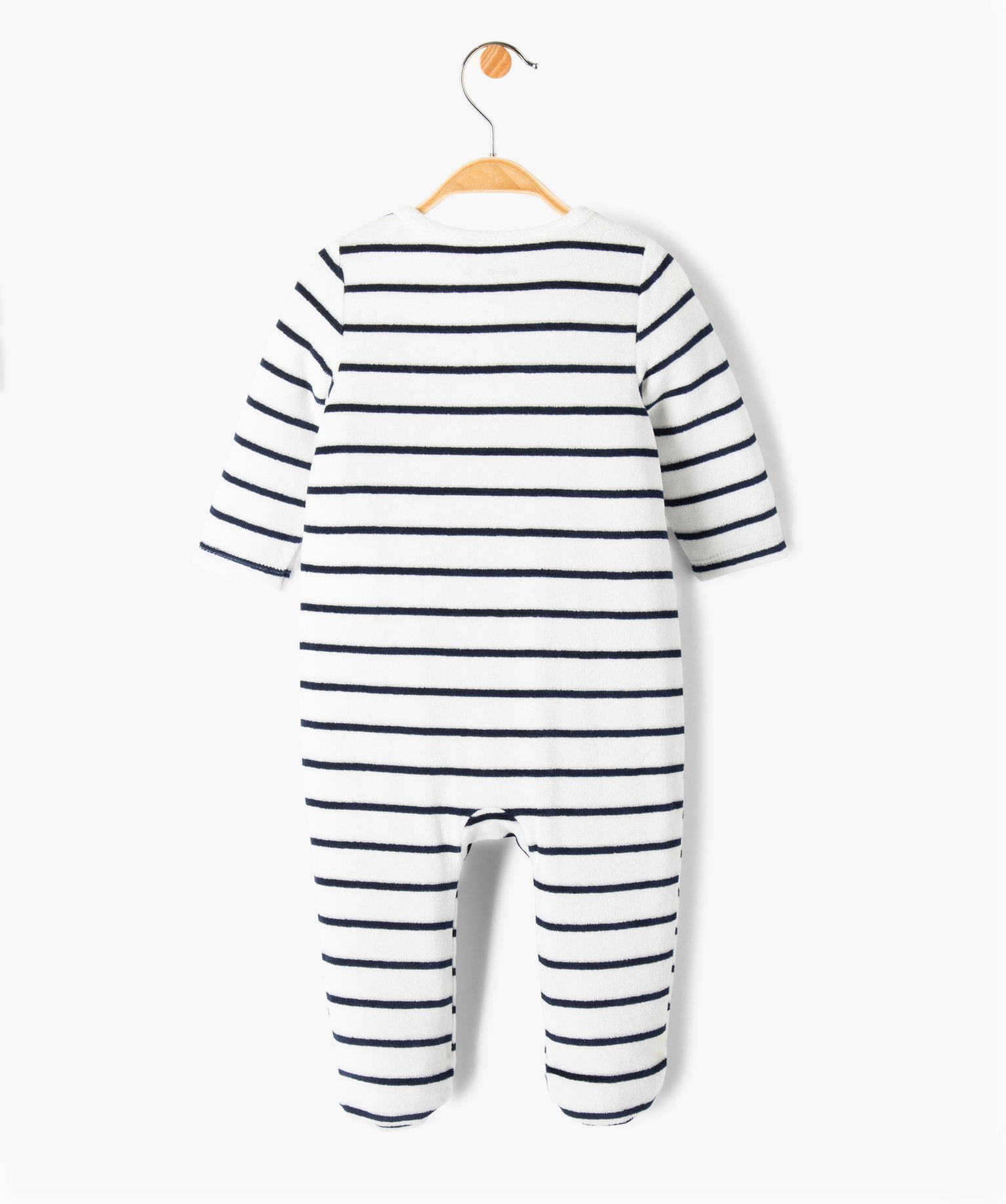 Pyjama bébé en velours avec ouverture devant et message br... ecru | GEMO