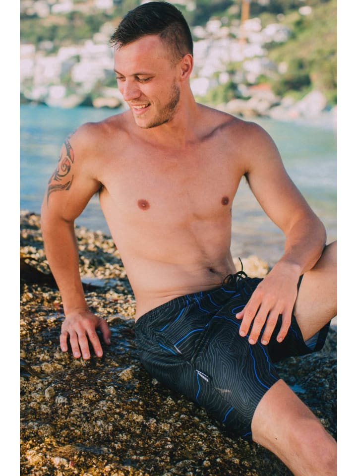GUGGEN MOUNTAIN Badehose Linien in Blau günstig kaufen