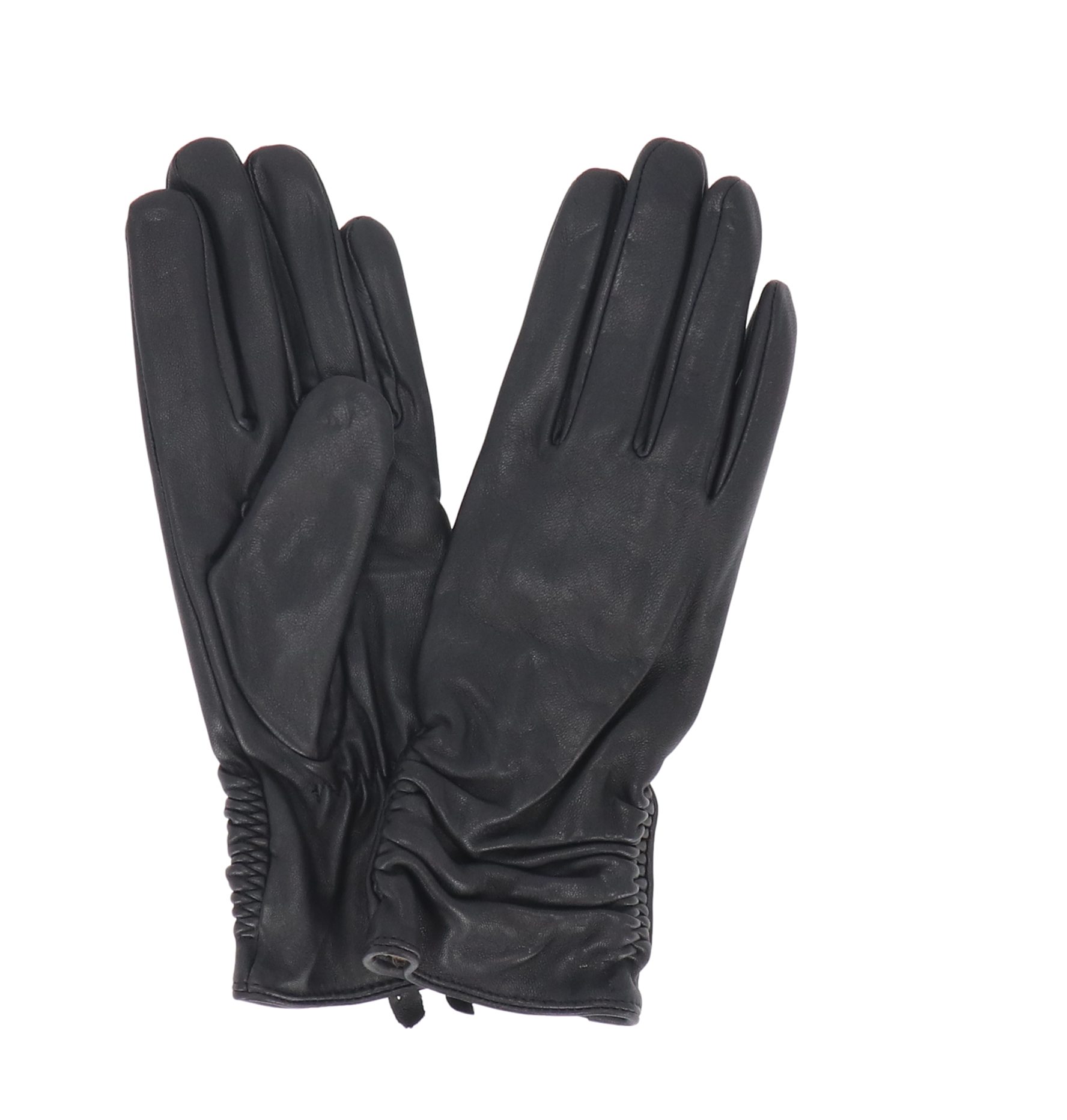 halsüberkopf Accessoires Lederhandschuhe Damenhandschuhe Leder mit Raffung