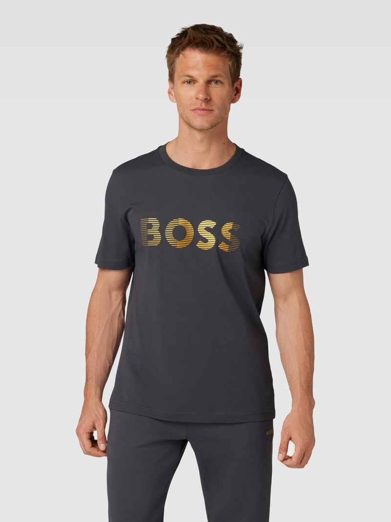 T-Shirt mit Label-Print in graphit