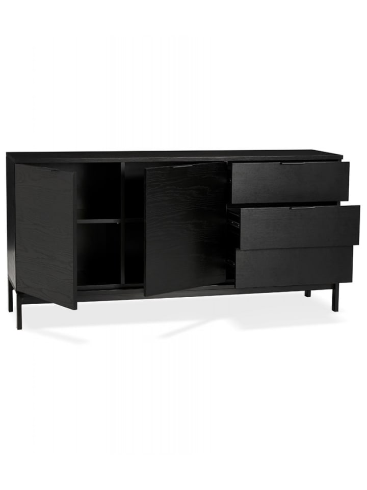 KADIMA DESIGN Sideboard Anrichte Schwarz Holz 160cm | Minimalistisches Design in Schwarz günstig kaufen onesize