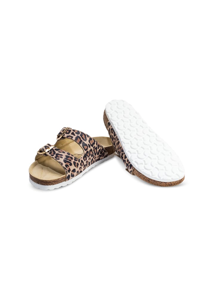VITAFORM Veloursleder Pantoletten in leopard günstig kaufen