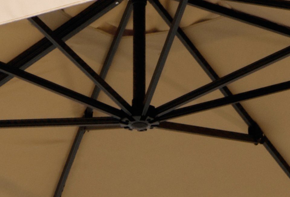 Schneider Schirme Ampelschirm Rhodos, LxB: 300x300 cm, mit Schutzhülle und Schirmständer, ohne Wegeplatten
