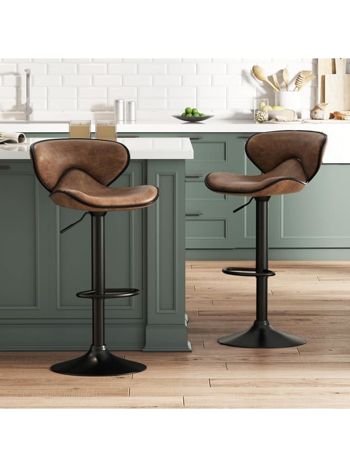 COSTWAY 2er Set Barhocker drehbar 45 x 53 x 81-101 cm in Braun günstig kaufen onesize