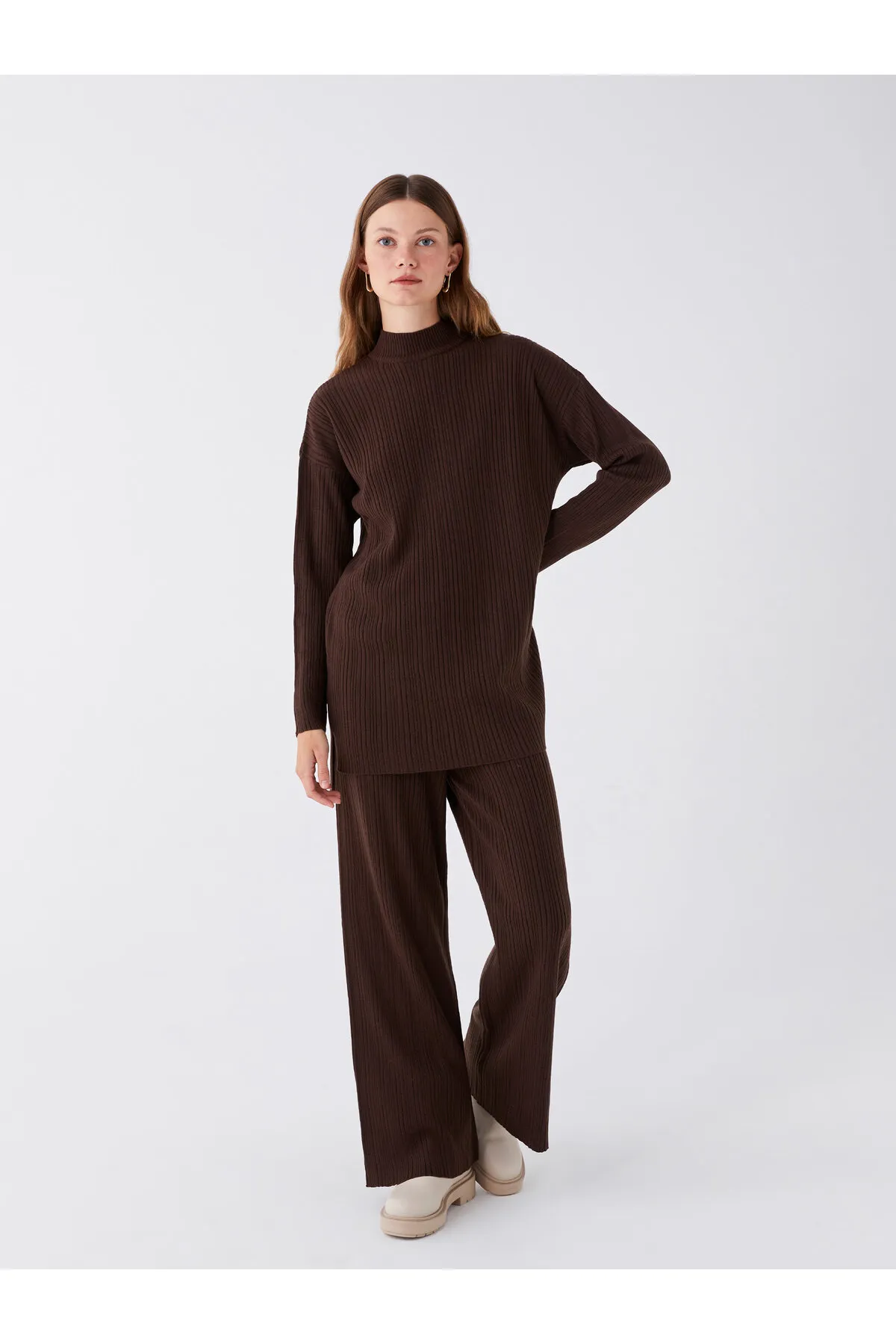 LC Waikiki  Einfarbige Strickhose für Damen mit elastischem Bund