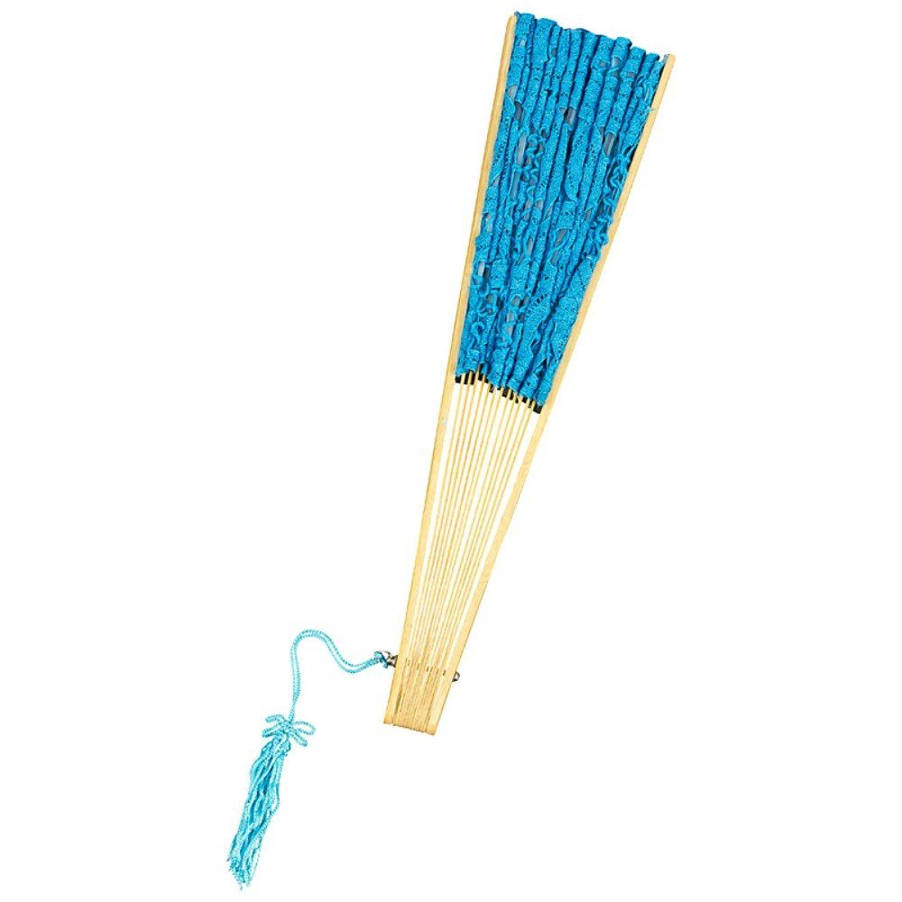von Lilienfeld Handfächer Fächer Carmen handgeklöppelte Spitze Bambusstäbe Handfächer, Zierquaste, echte geklöppelte Battenburg-Spitze (Baumwolle)