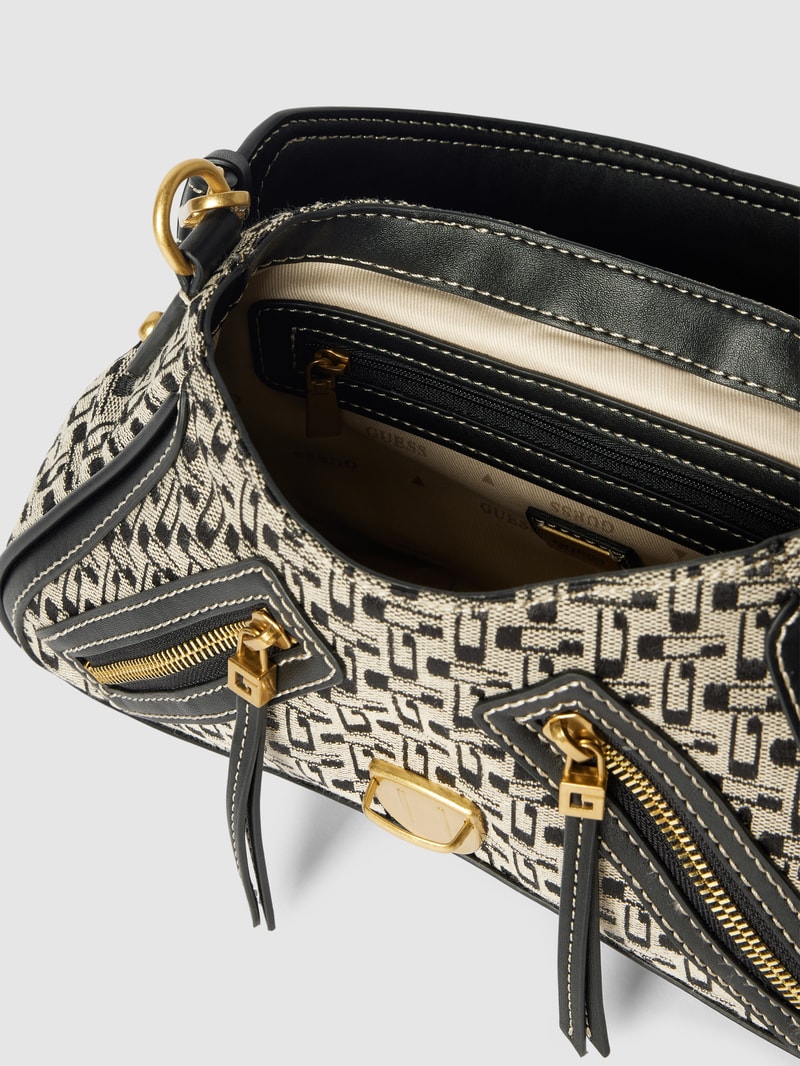 Shoulder Bag mit Allover-Muster Modell 'BELLE' in schwarz