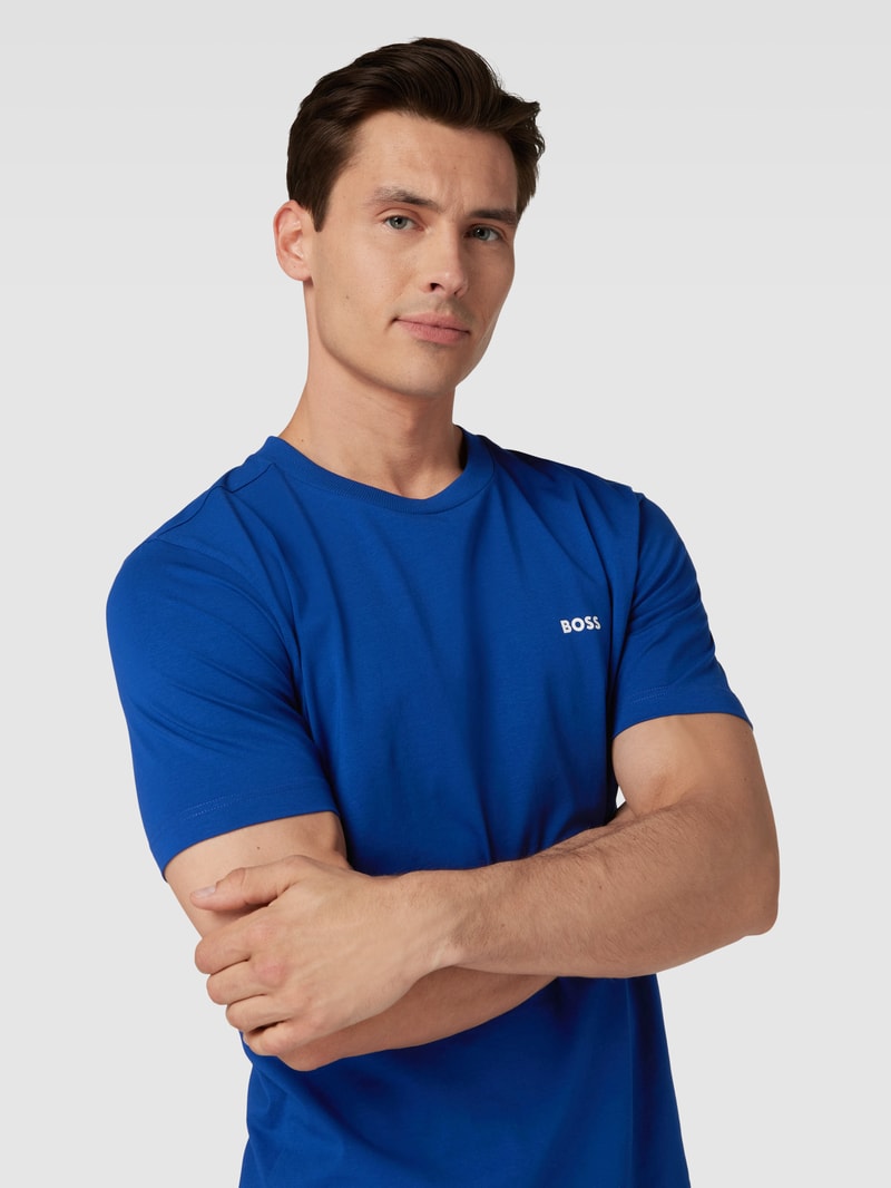 T-Shirt mit Label-Print in royalblau