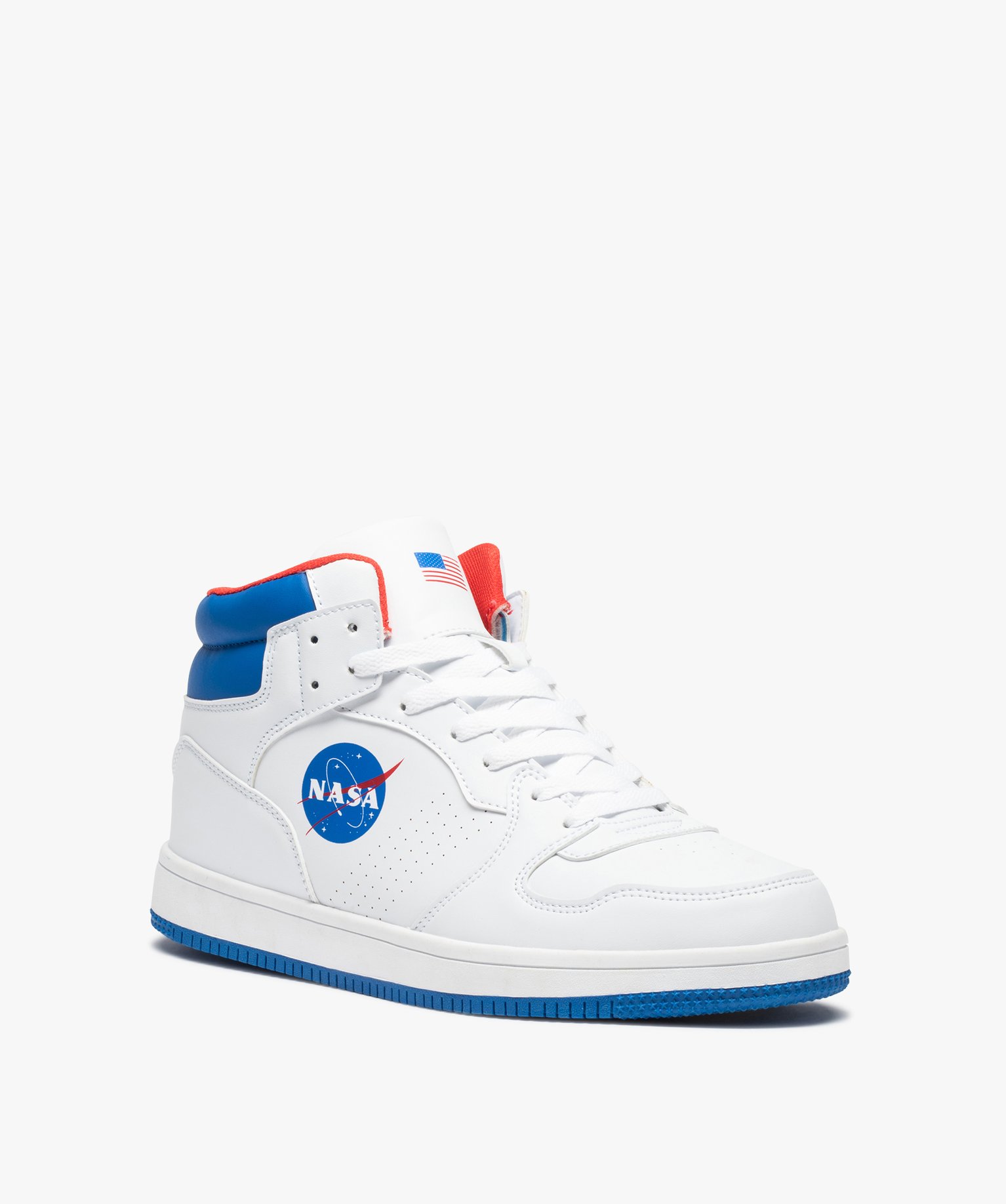 Baskets homme mid-cut bicolores à lacets – Nasa blanc | GEMO