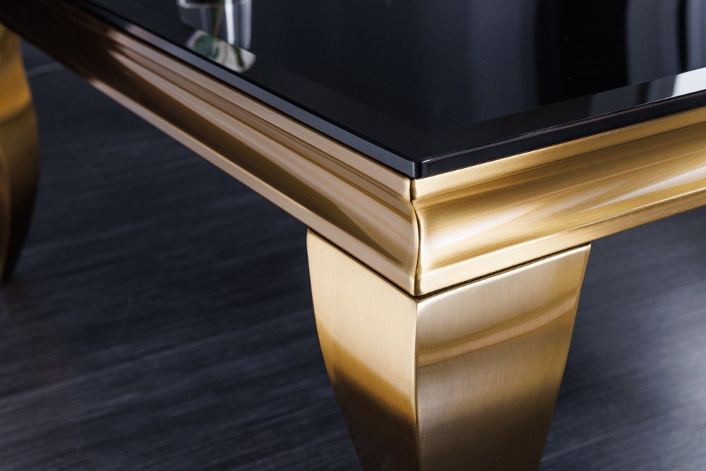 riess-ambiente Couchtisch MODERN BAROCK 100cm schwarz / gold (Einzelartikel, 1-St), Wohnzimmer · Glasplatte · Edelstahl · eckig