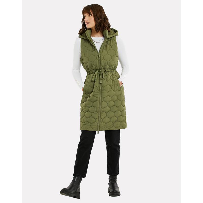 Threadbare THB Crush Quilted Long Line Gillet Longweste Damen