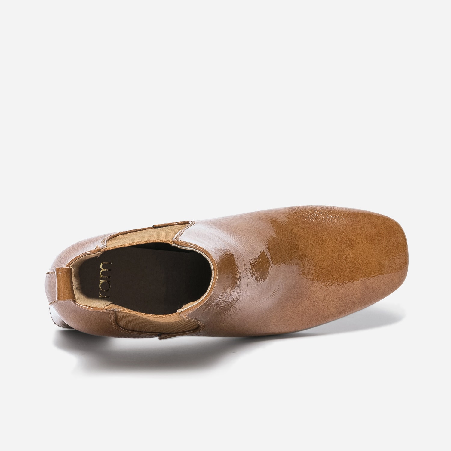 Chelsea boots cognac verni à talon