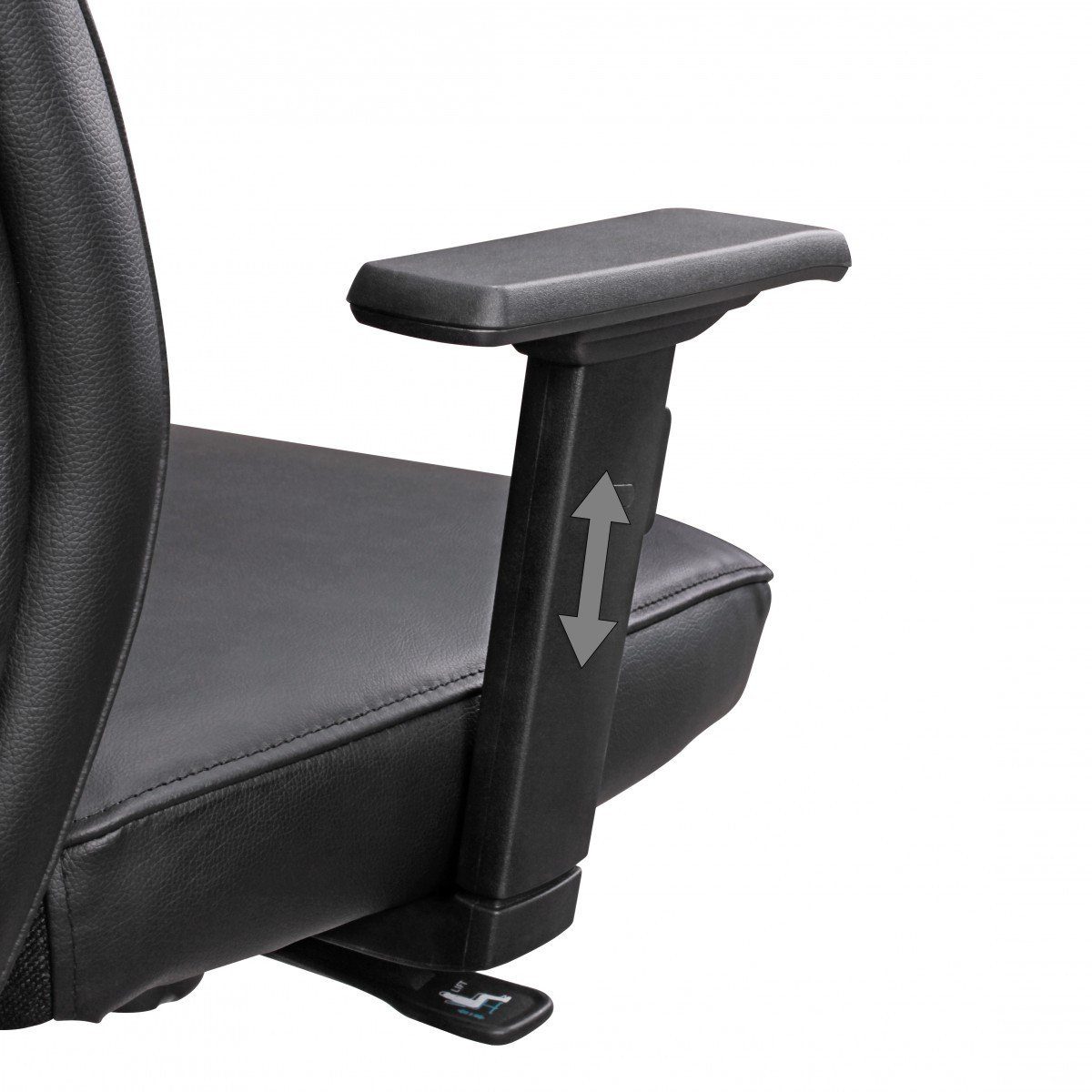 FINEBUY Schreibtischstuhl FB90362 (Echtleder Schwarz Bürostuhl Ergonomisch Kopfstütze), Schreibtischstuhl Drehbar, Drehstuhl Wippfunktion