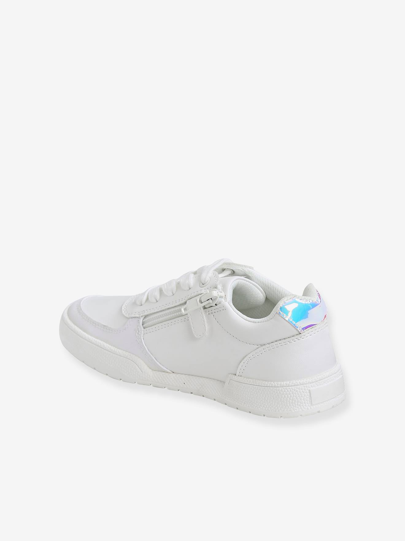 Baskets lacées et zippées fille blanc