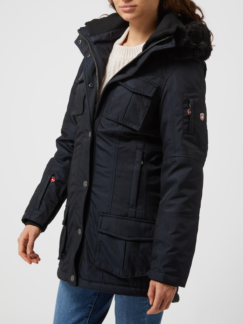 Schneezauber 66 Funktionsjacke mit Webpelz - wattiert in marineblau