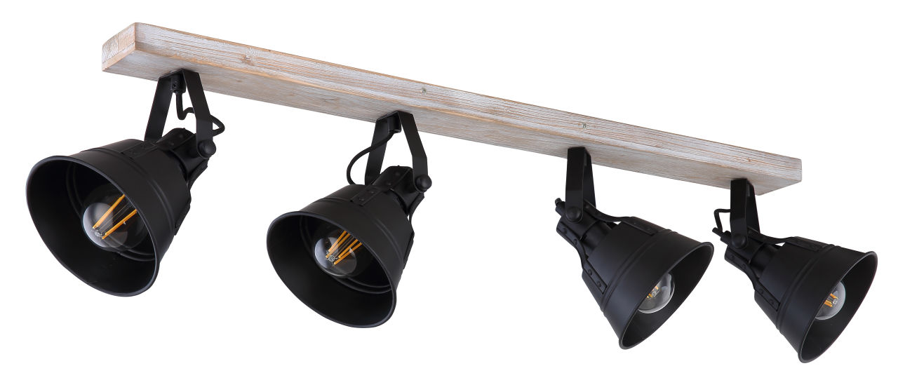 Globo Lighting - GÜNTHER - Strahler Holz weiß, 4x E27