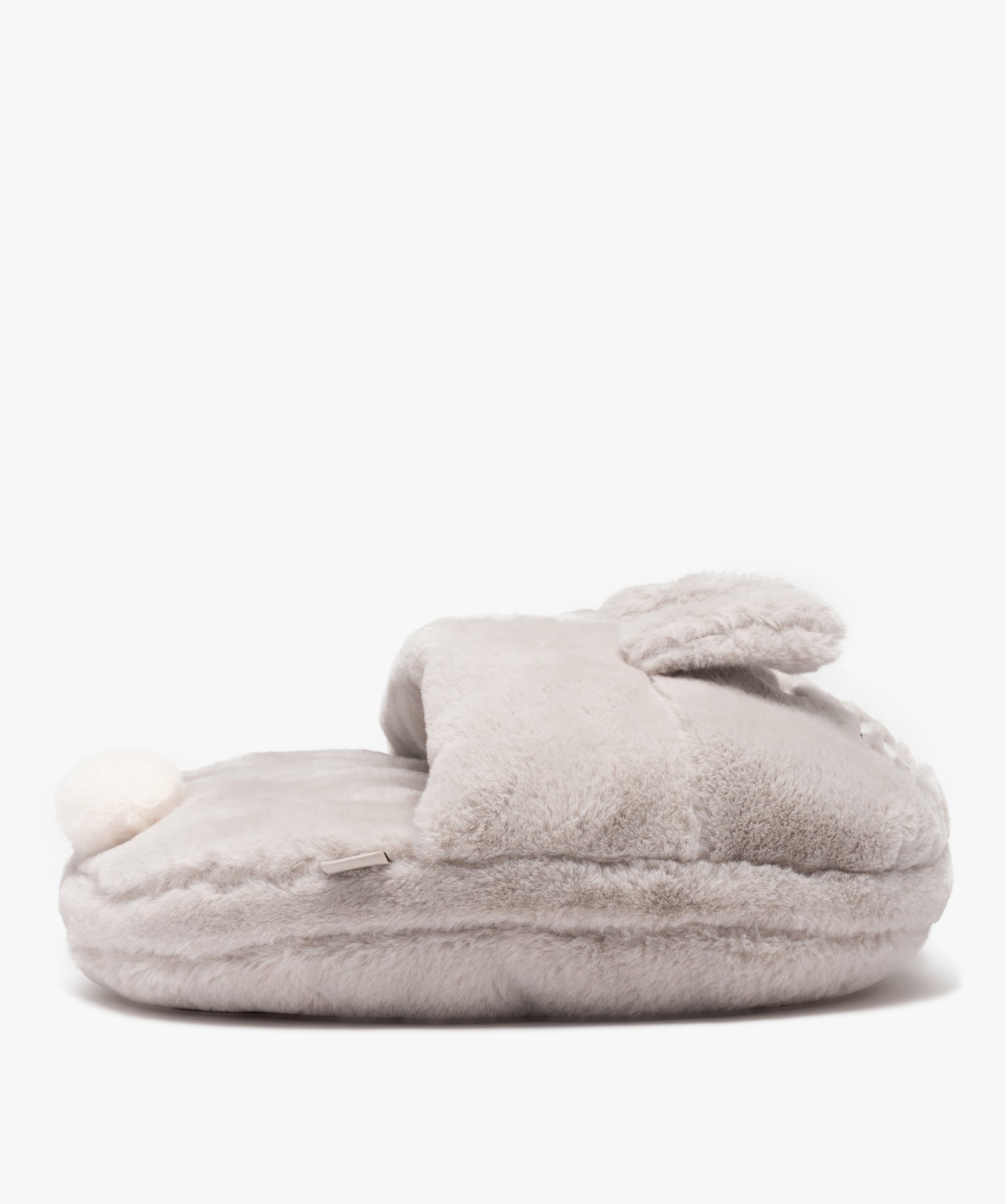Chaussons femme géants en volume tête d'animal gris | GEMO
