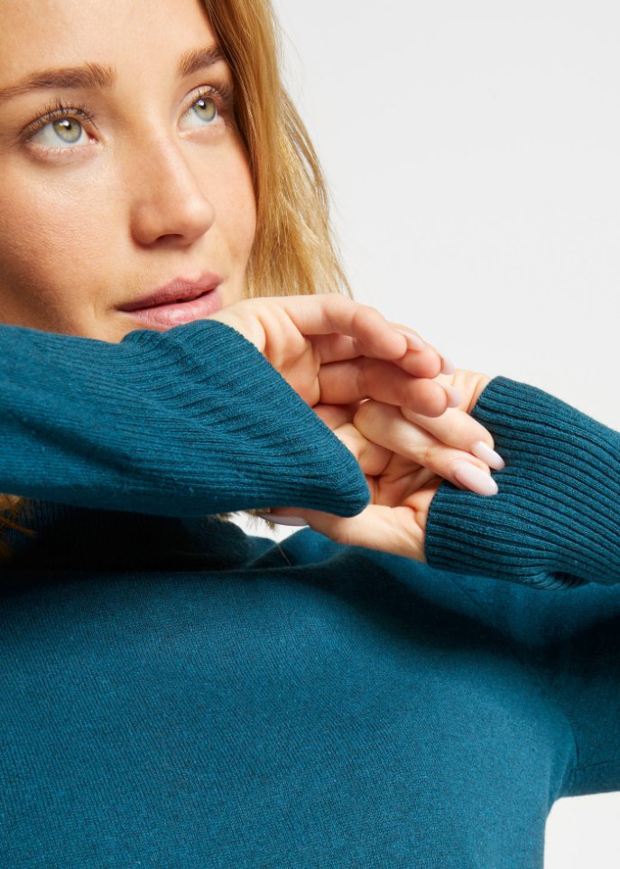 Basic Pullover mit Stehkragen mit recycelter Baumwolle