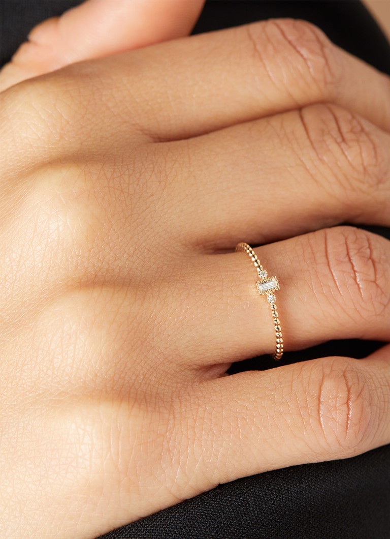 Inel cu vârf de diamant din aur galben și un diamant de 0,05 ct, Joy