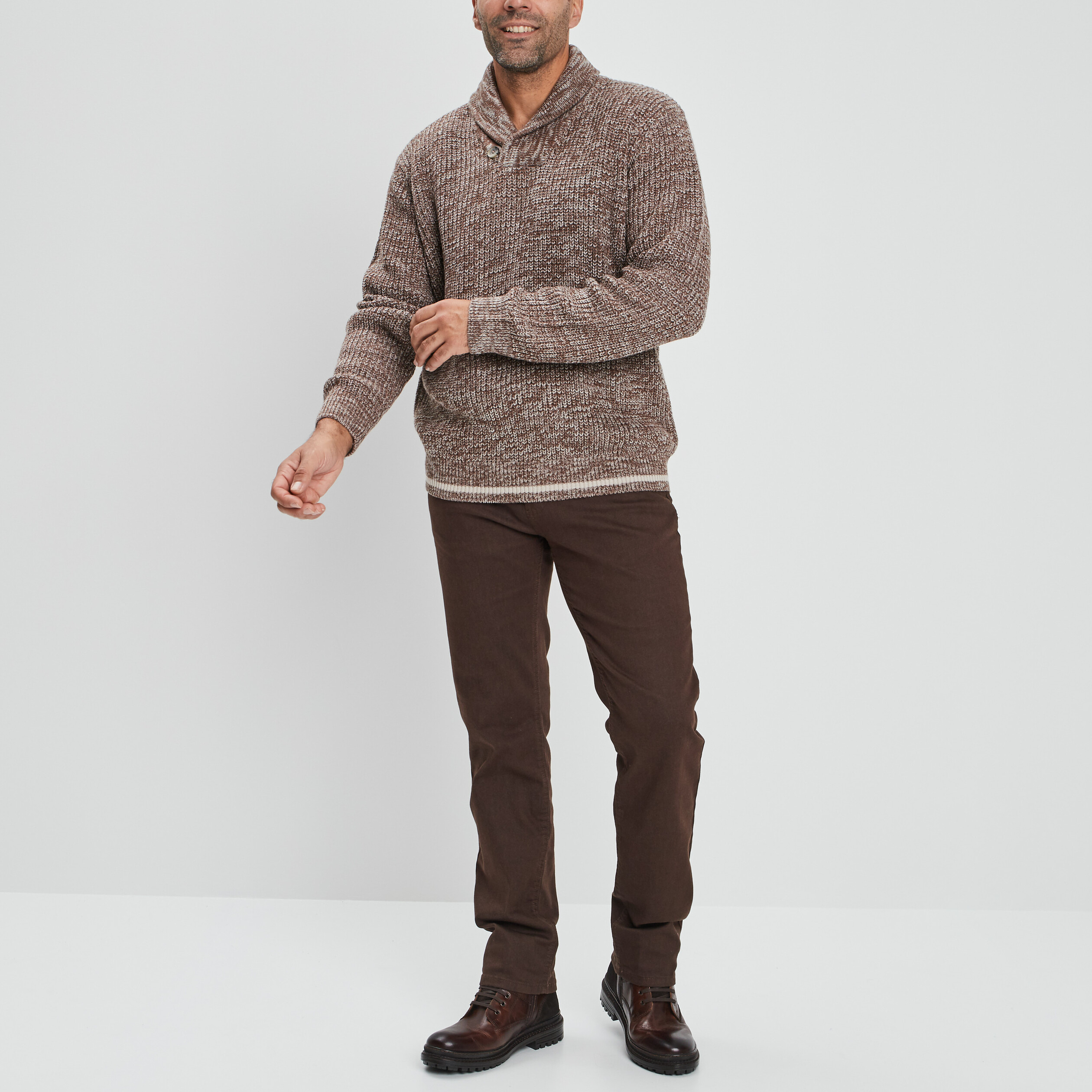 Pull manches longues taupe homme | La Halle
