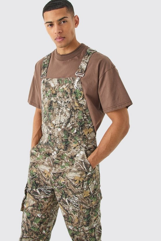 Lockere Camouflage Latzhose mit Cargo-Taschen
