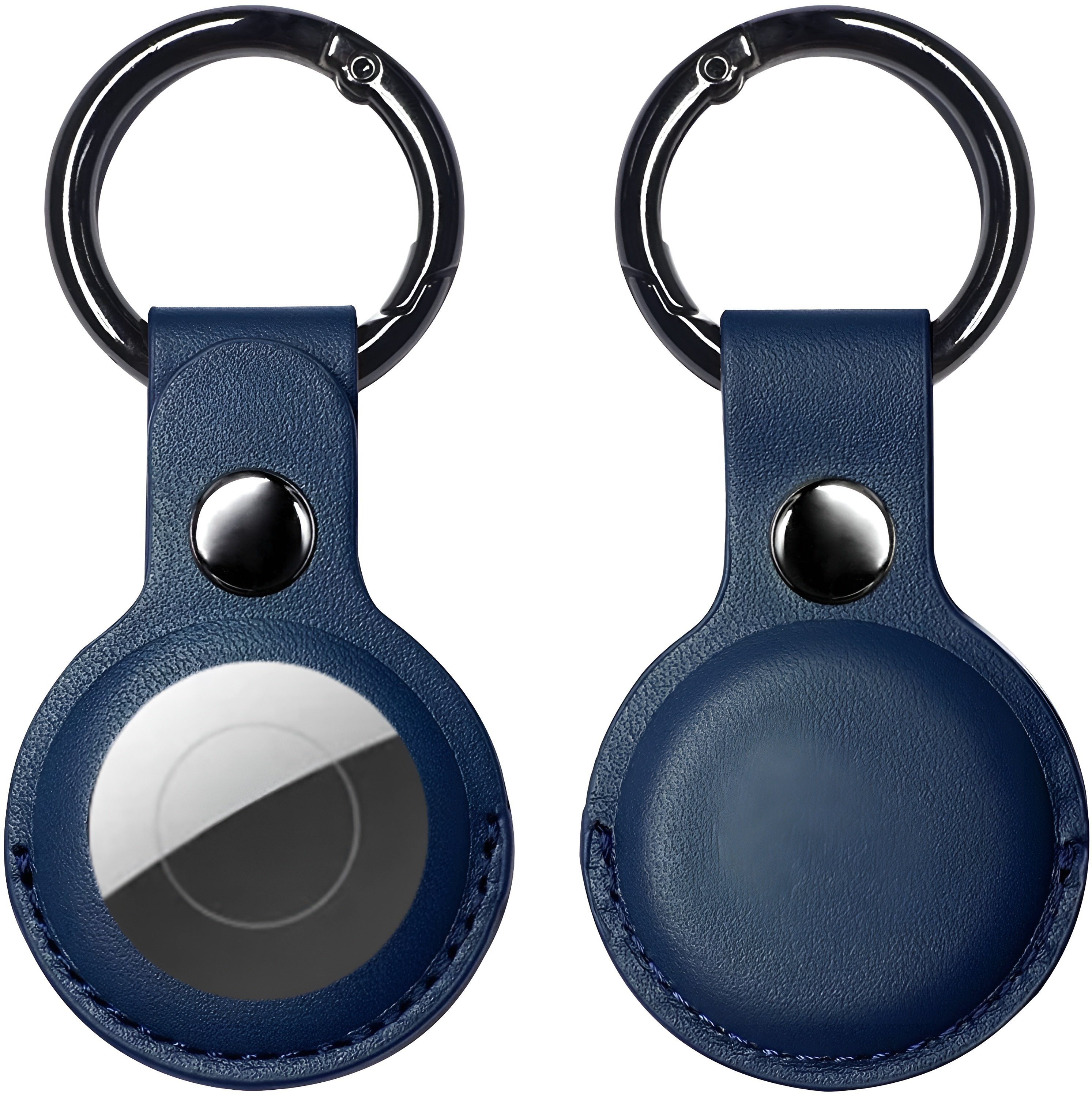 Bingo Schlüsselanhänger Set Schlüsselanhänger Airtag Anhänger Hülle für Apple Air Tags aus Leder (Blau Set, 2-tlg., Eleganz Aufhängung Taschen Haustierhalsband, Hülle +, Stahlkarabiner), Anhänger Schutz Tracker Locator Schutzhülle für Apple AirTag GP