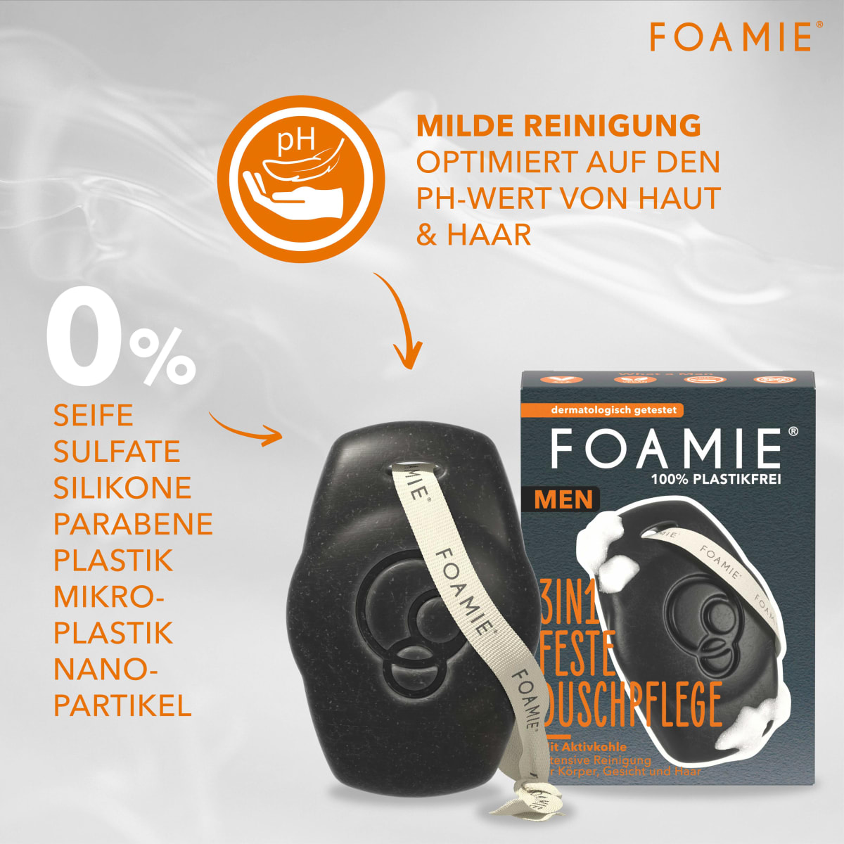 Men Feste Dusche Aktivkohle, 90 g
