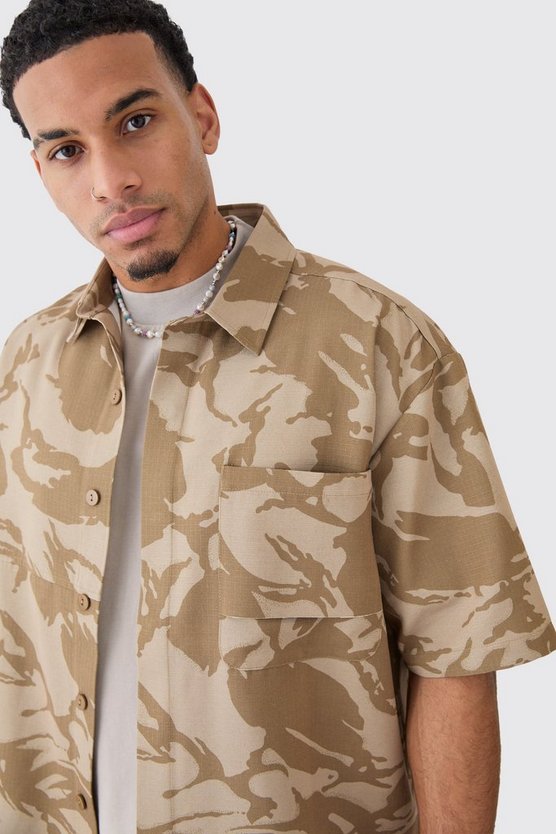 Kastiges Oversize Camouflage Ripstop-Hemd