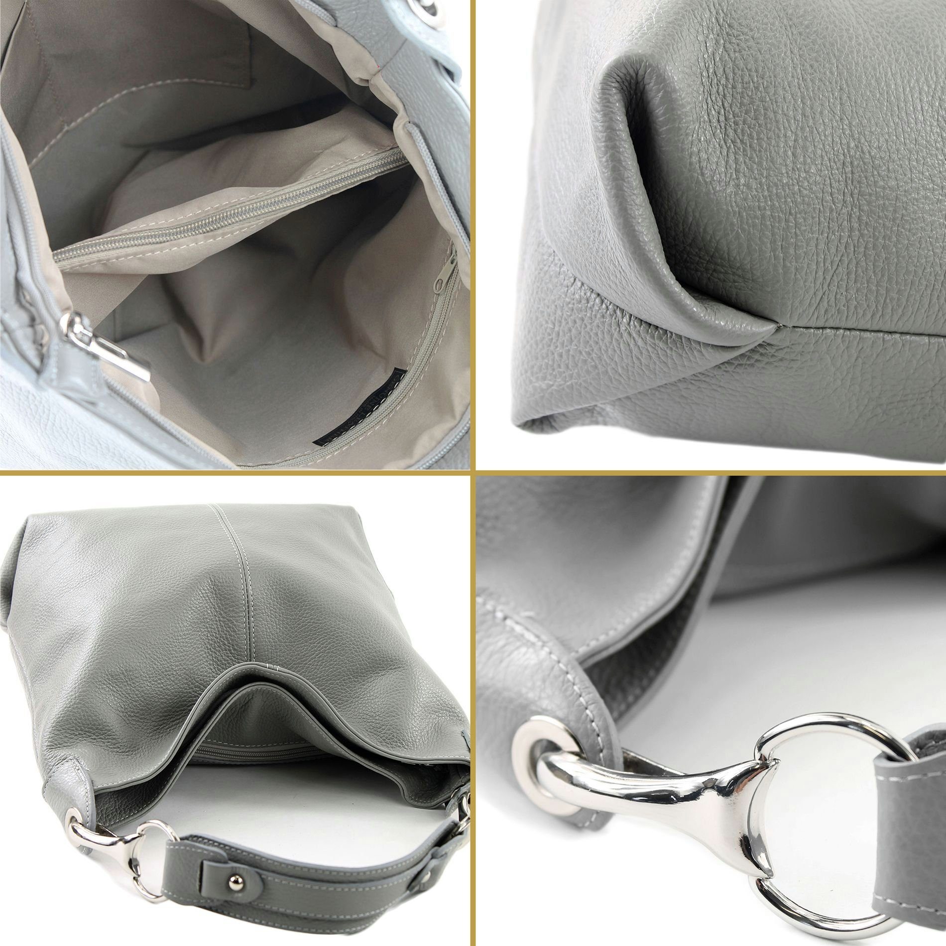 modamoda de Schultertasche T168v8, Echtleder Handmade in Italy