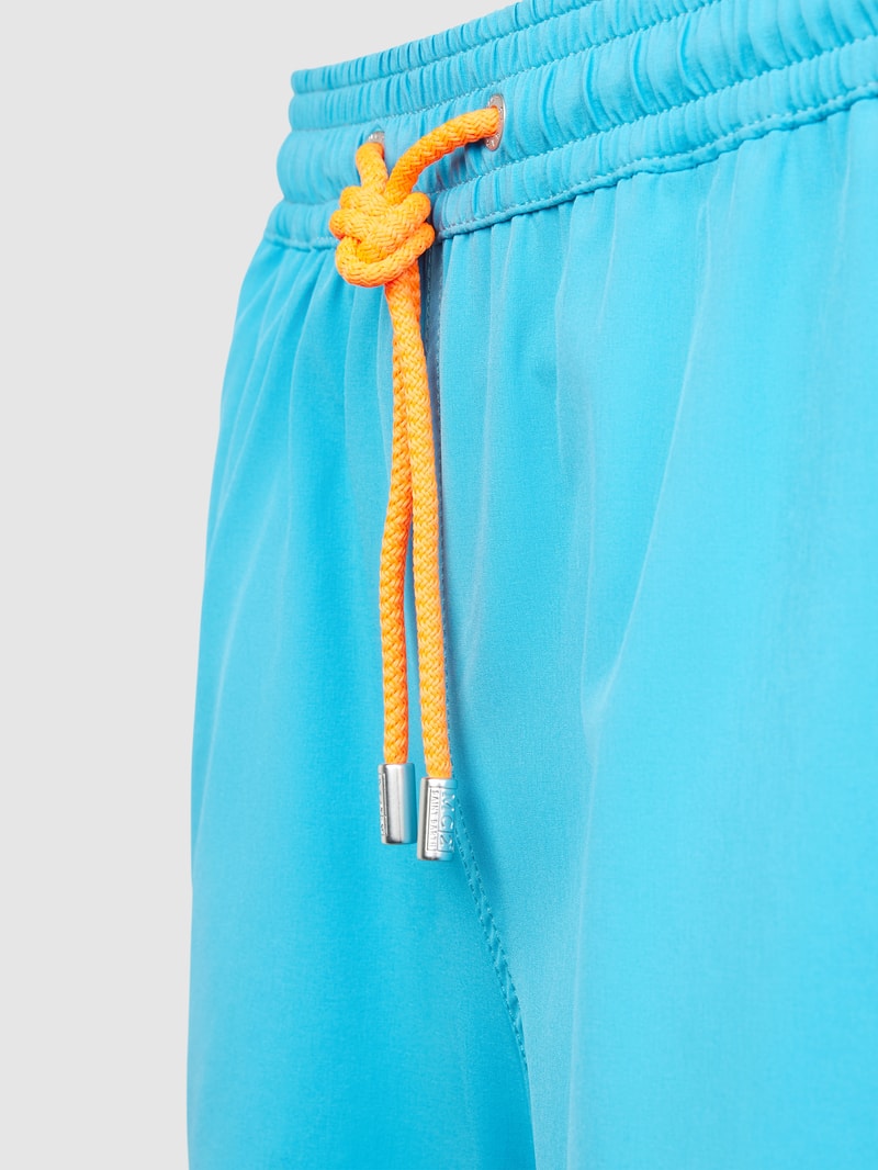 Badehose mit Label-Stitching Modell 'COMFORT' in türkis