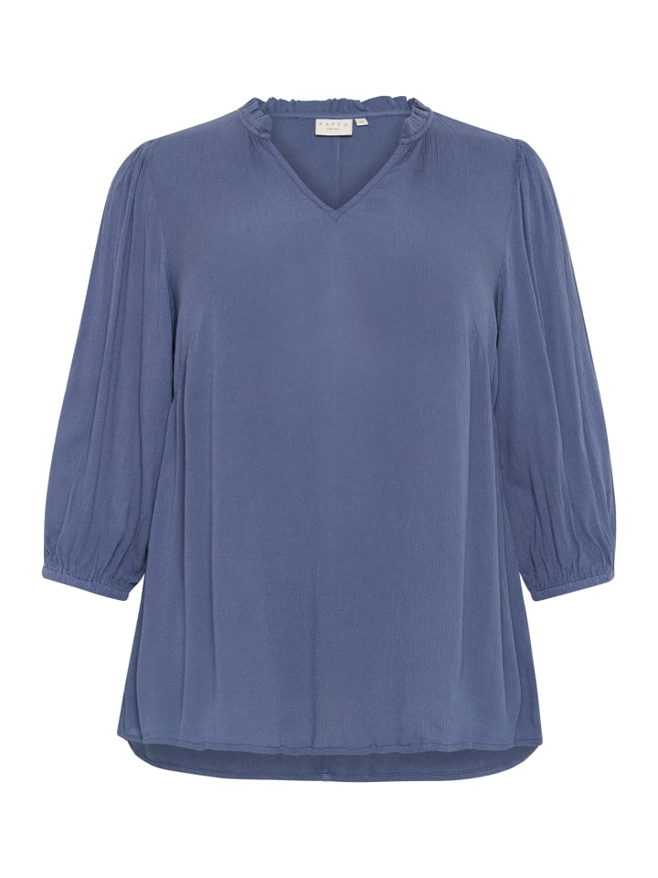 KAFFE curve Langarm-Bluse KCkamille in Blue Indigo günstig kaufen