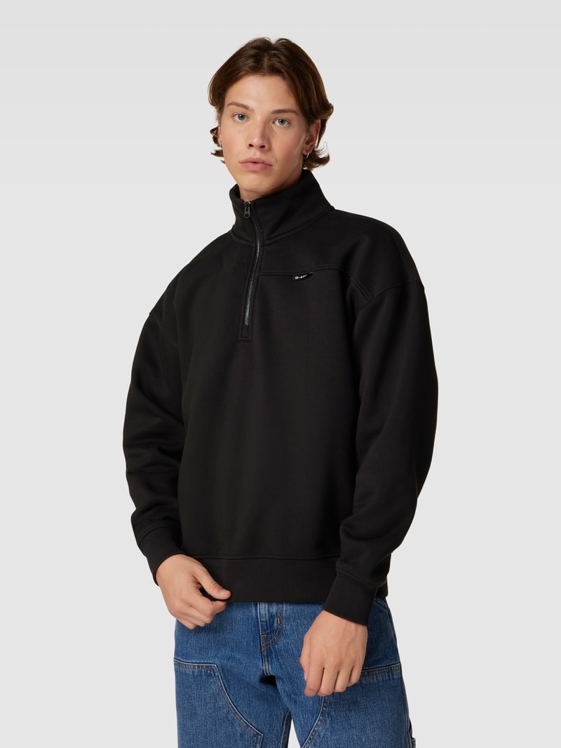 Sweatshirt mit Troyer-Kragen Modell 'Skipper loose' in schwarz