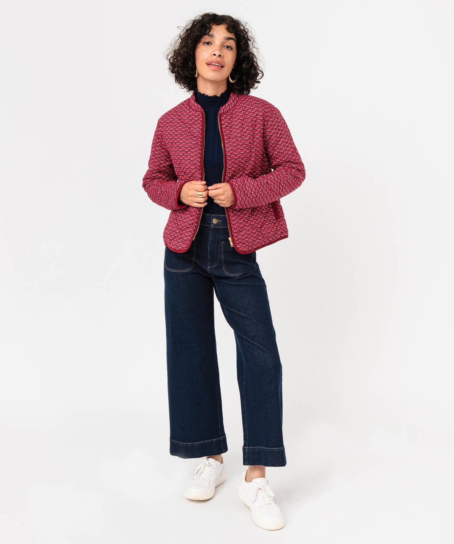 Veste matelassée à col rond et fermeture zippée femme imprime | GEMO