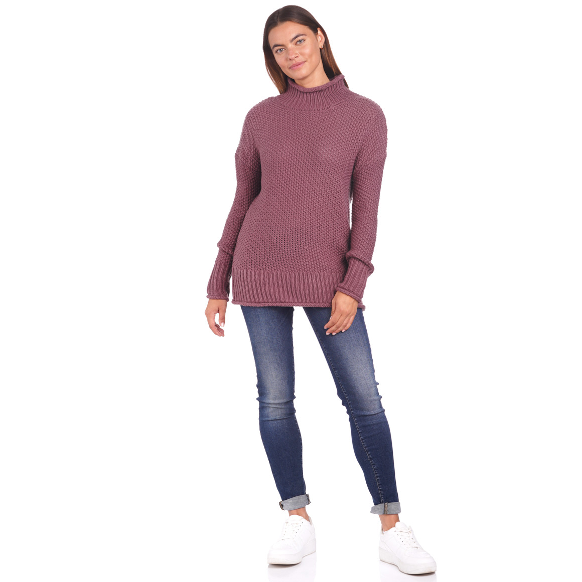 Damen Strickpullover mit Stehkragen