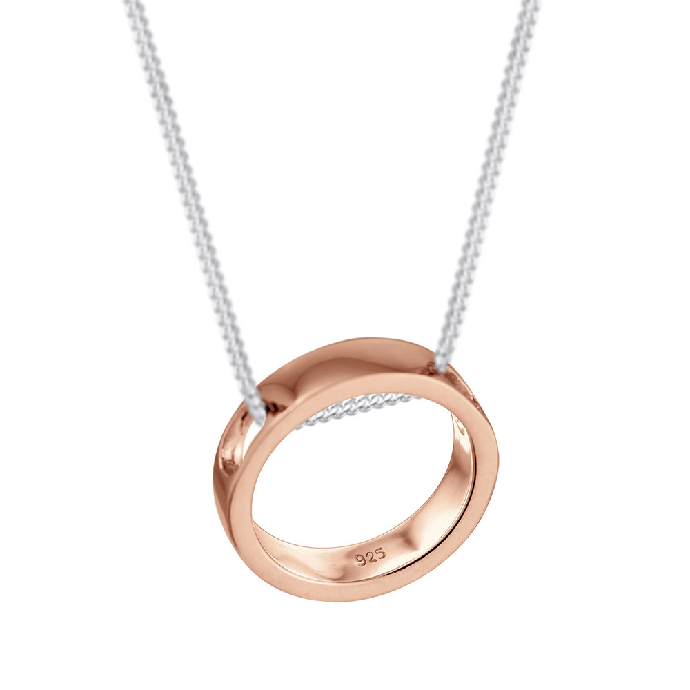 Elli Elli Collier Femme Pendentif Cercle Simple Bicolore - (925/1000) Argent Bijoux