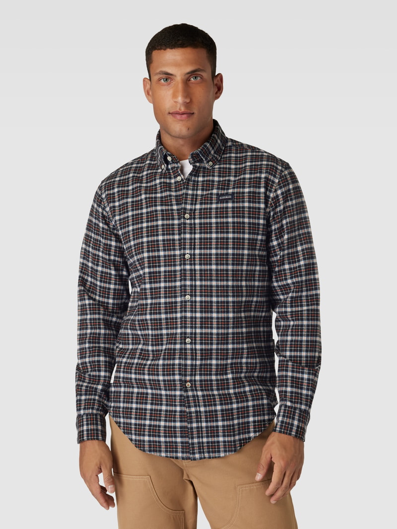 Freizeithemd mit Karomuster und Button-Down-Kragen in schwarz