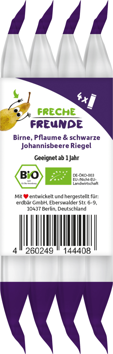 Fruchtriegel mit Getreide Birne, Pflaume & Brombeere ab 1 Jahr, 4x23g, 92 g