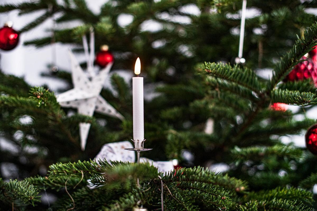hdg Christbaumschmuck Kerzenhalter Balancehalter silber glänzend für Weihnachtsbaum, Pendelhalter 6 Stück im Schmuckkarton