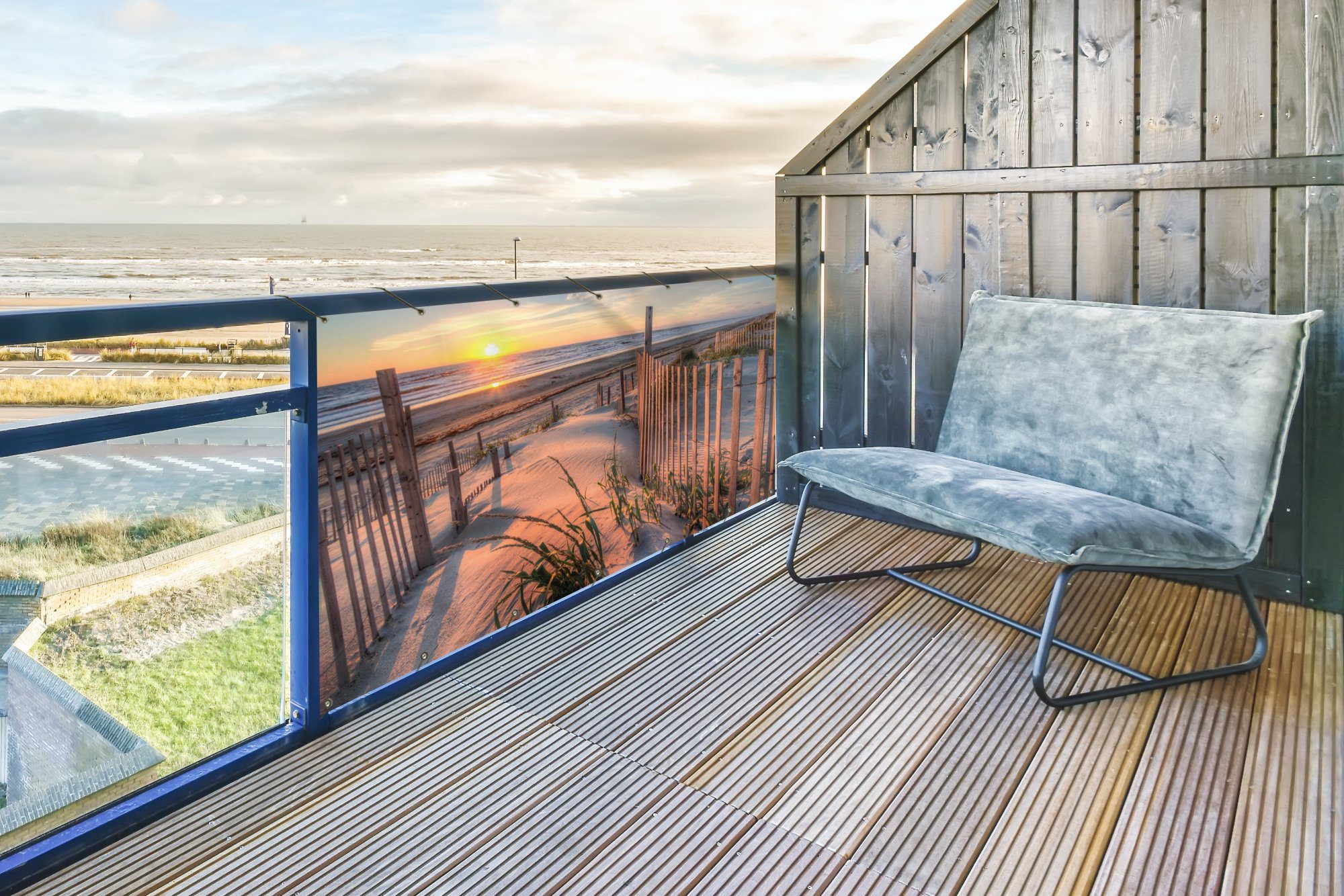 MuchoWow Balkonsichtschutz Strand - Meer - Düne - Sonnenuntergang - Landschaft (1-St) Balkonbanner, Sichtschutz für den Balkon, Robustes und wetterfest