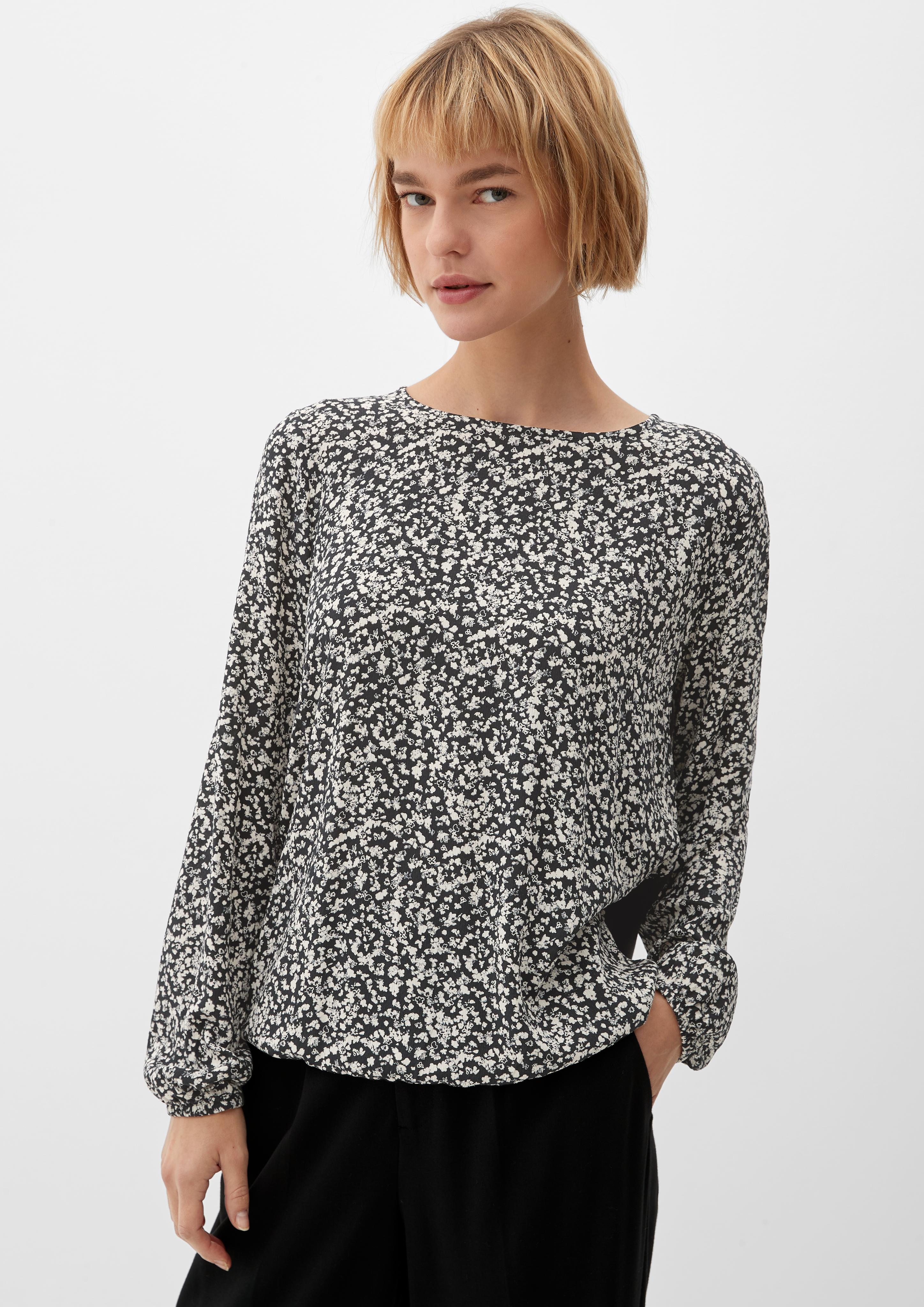 Blusenshirt im Materialmix mit Print  2122526-99A2