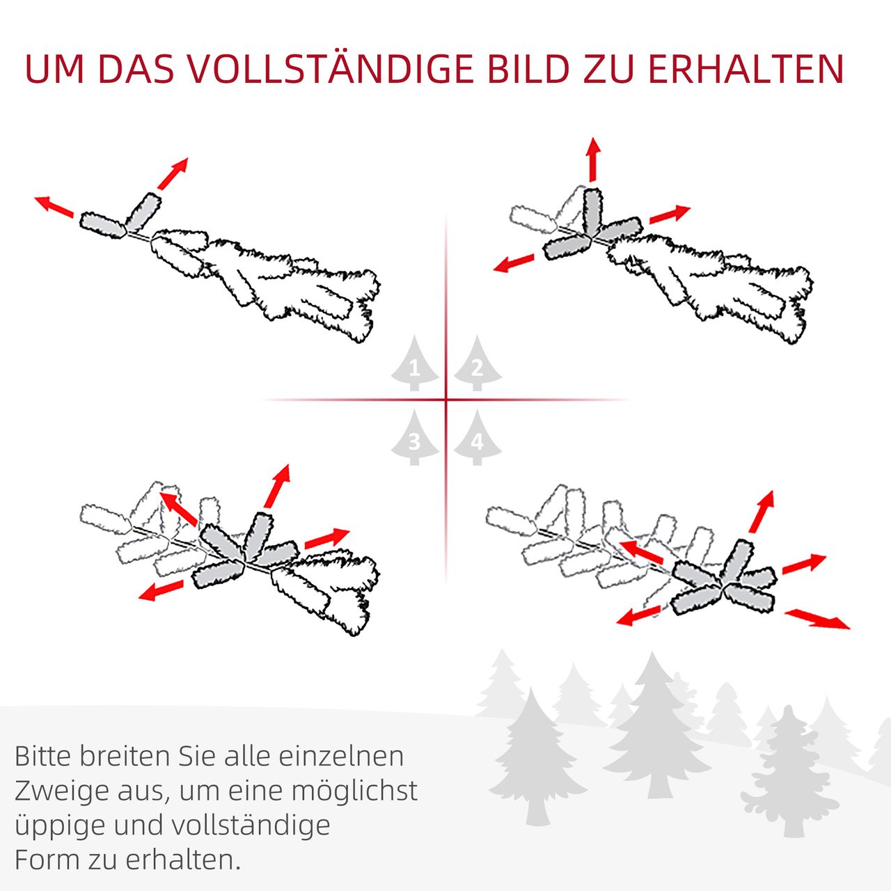HOMCOM 4-teiliges Set Weihnachtsschmuck Haustür Deko Weihnachtsdekoration-Set mit LED-Beleuchtung inkl. 2 Weihnachtsbäume, 1 Weihnachtskranz, 1 Weihnachtsgirlande