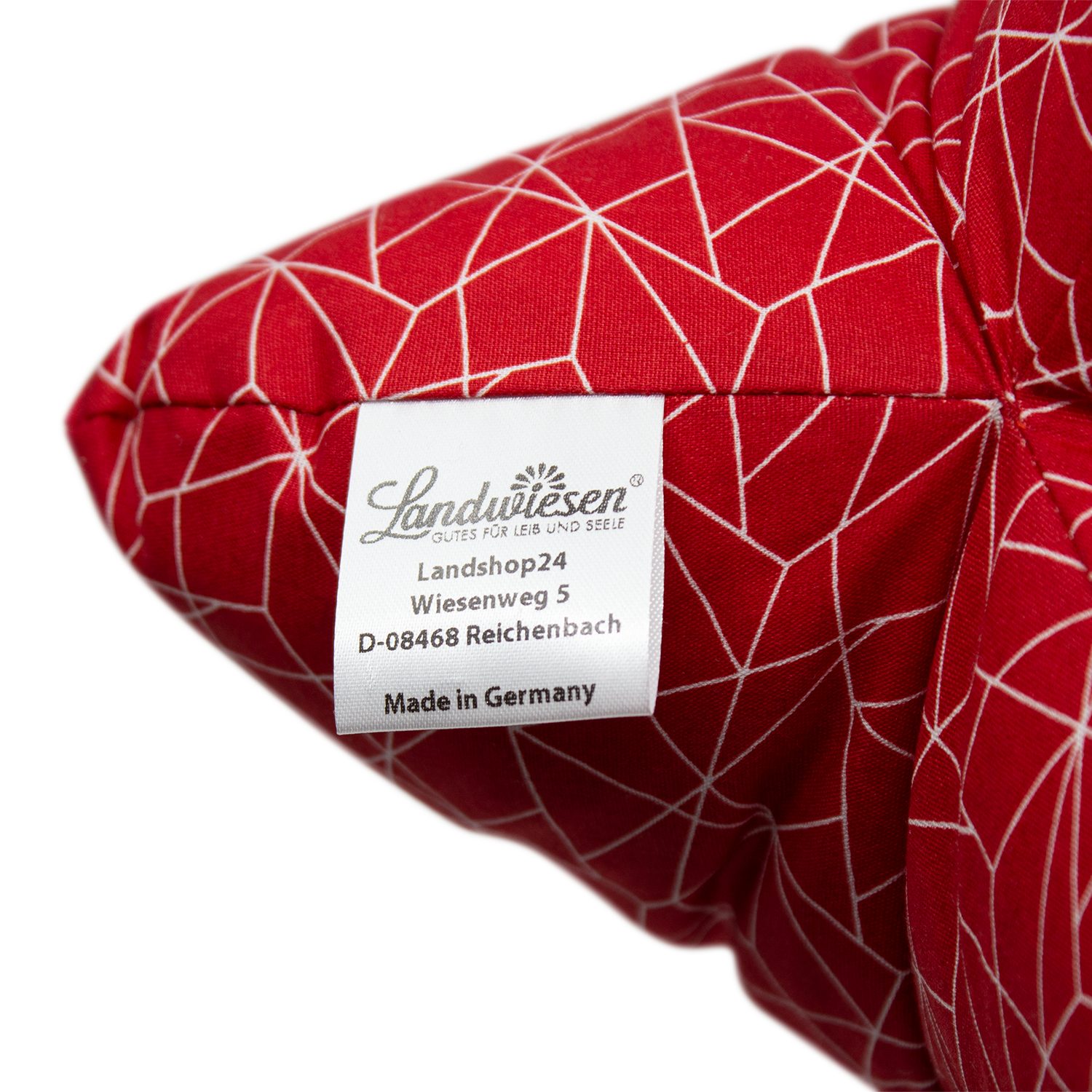 Nackenstützkissen Leseknochen Nackenkissen Rot mit Netzmuster 40 x 20 cm, Landwiesen, Füllung: 100% Kugelfaser, entlastet Kopf-, Nacken- und Schulterbereich