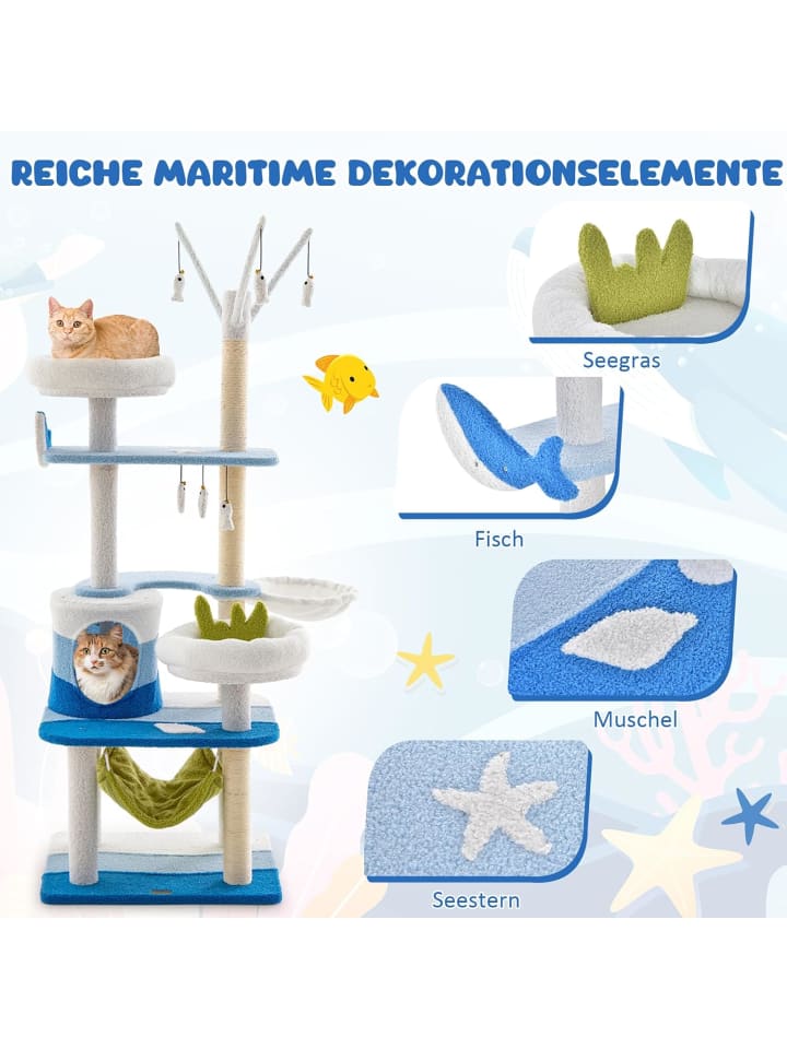 COSTWAY Kratzbaum 165cm in Blau günstig kaufen onesize
