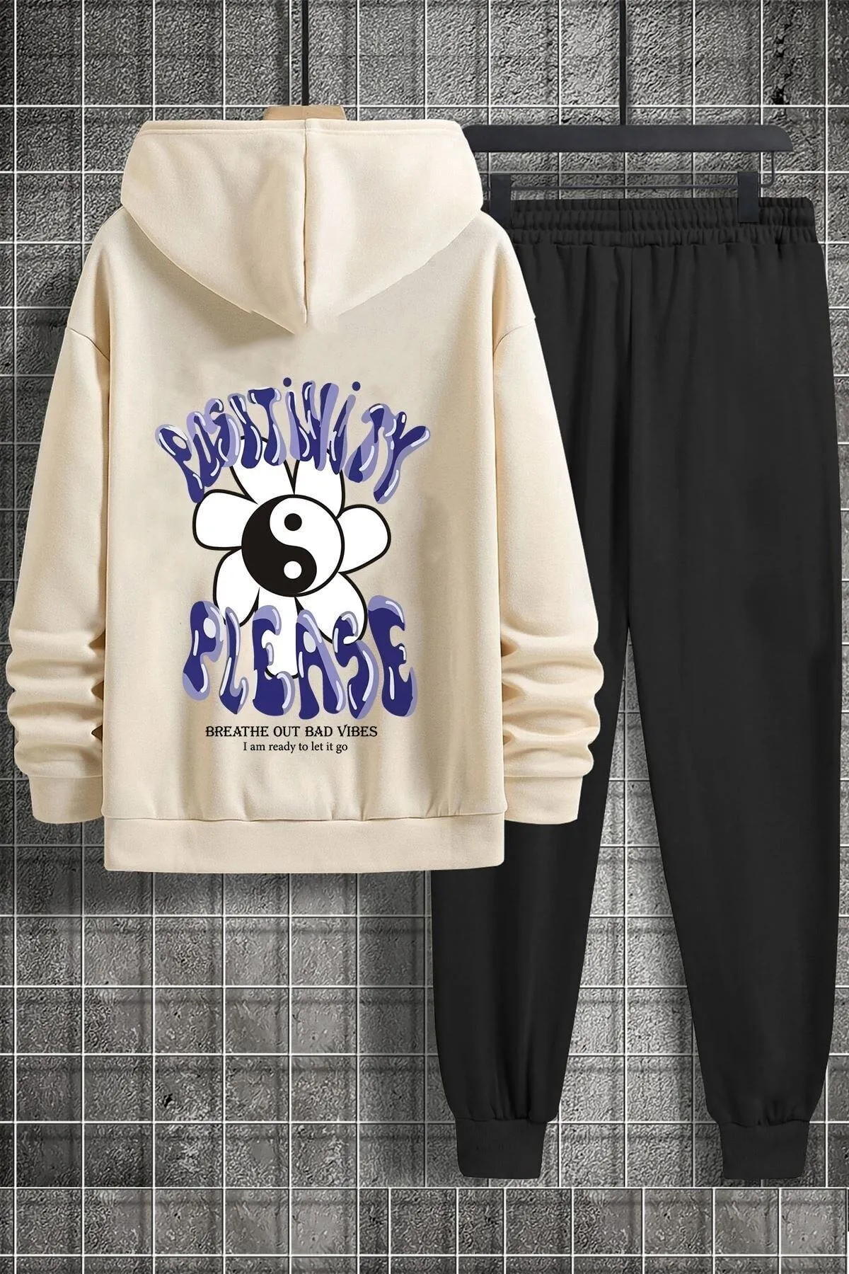 uyguntarz  Bedrucktes Unisex-Trainingsanzug-Set „Positivity“.