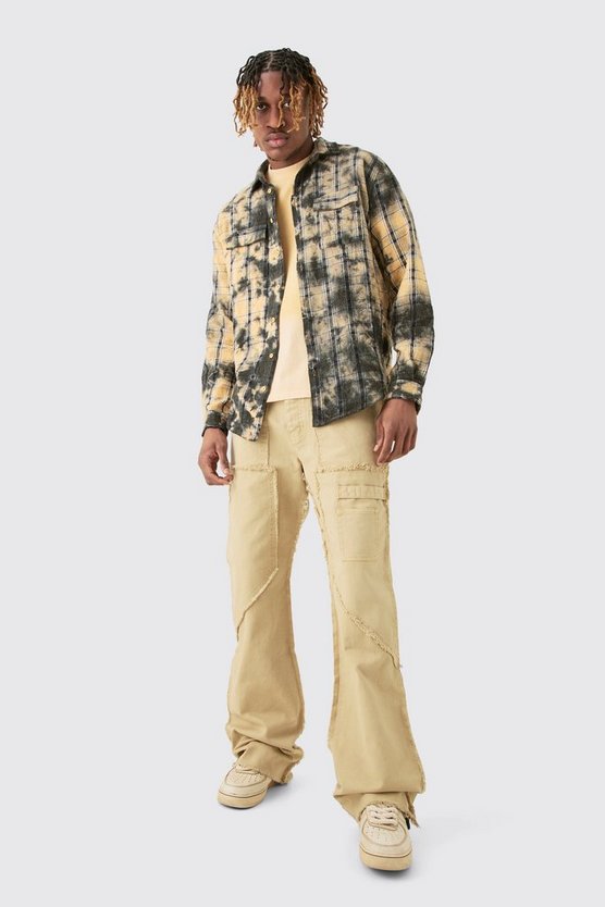 Tall lockere Twill-Schlaghose mit rohem Saum