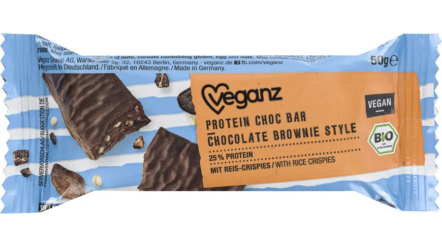 Veganz Bio Proteinriegel Schokolade & Brownie 50 g