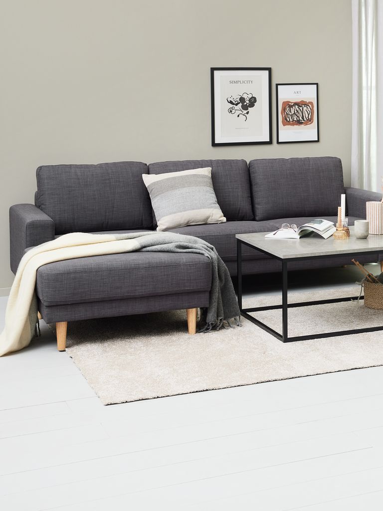 EGENSE Sofa z szezlongiem EGENSE tkanina w kolorze ciemnoszarym