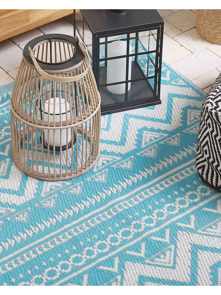 Beliani Outdoorteppich NAGPUR in Blau/Weiß - (W) 120 x (H) 0.5 x (L) 180 cm günstig kaufen onesize
