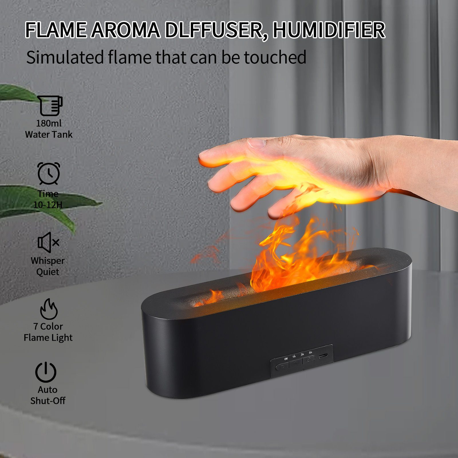 SEEZSSA Diffuser Simulation Flamme Aromatherapie-Maschine, 0,15 l Wassertank, ätherisches Öl Diffusor für Haus Büro
